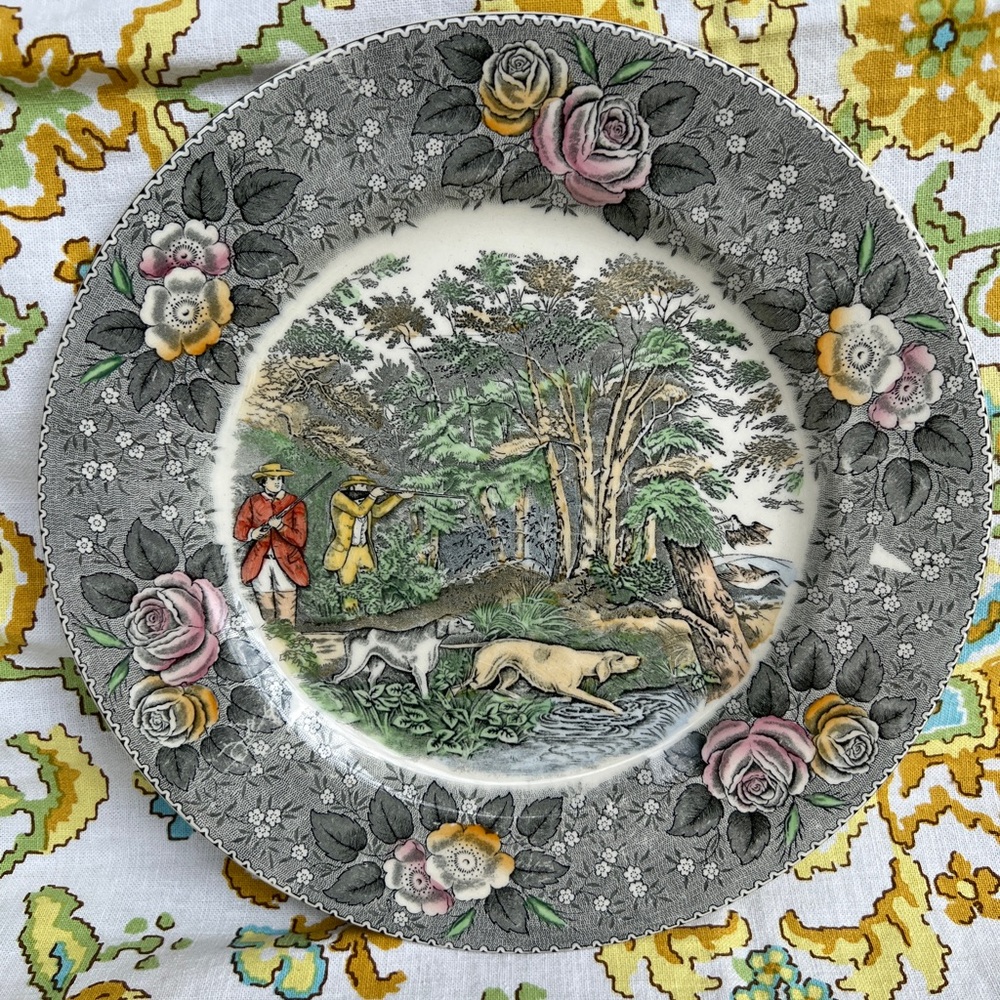 Vintage Woodstock Shooting Decorative Plate with Hunting Scene